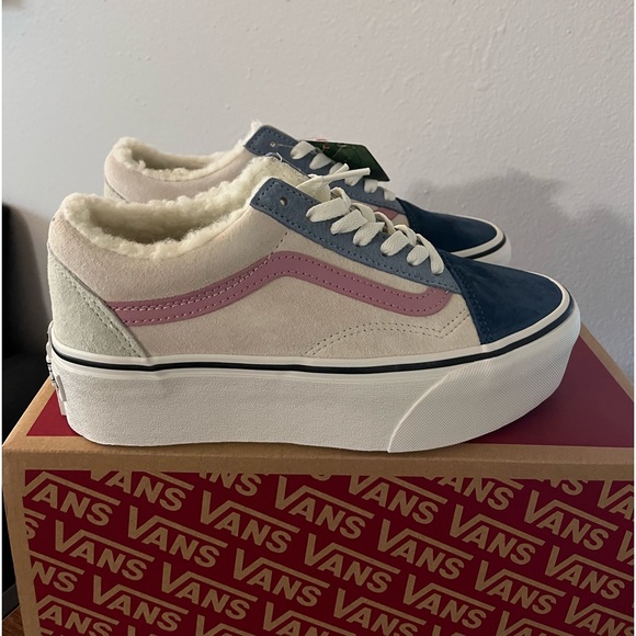 NWT Vans OLD SKOOL Stackform Pig Suede Sherpa Sneakers - Unisex - VN0A7Q5MMUL - Picture 7 of 12